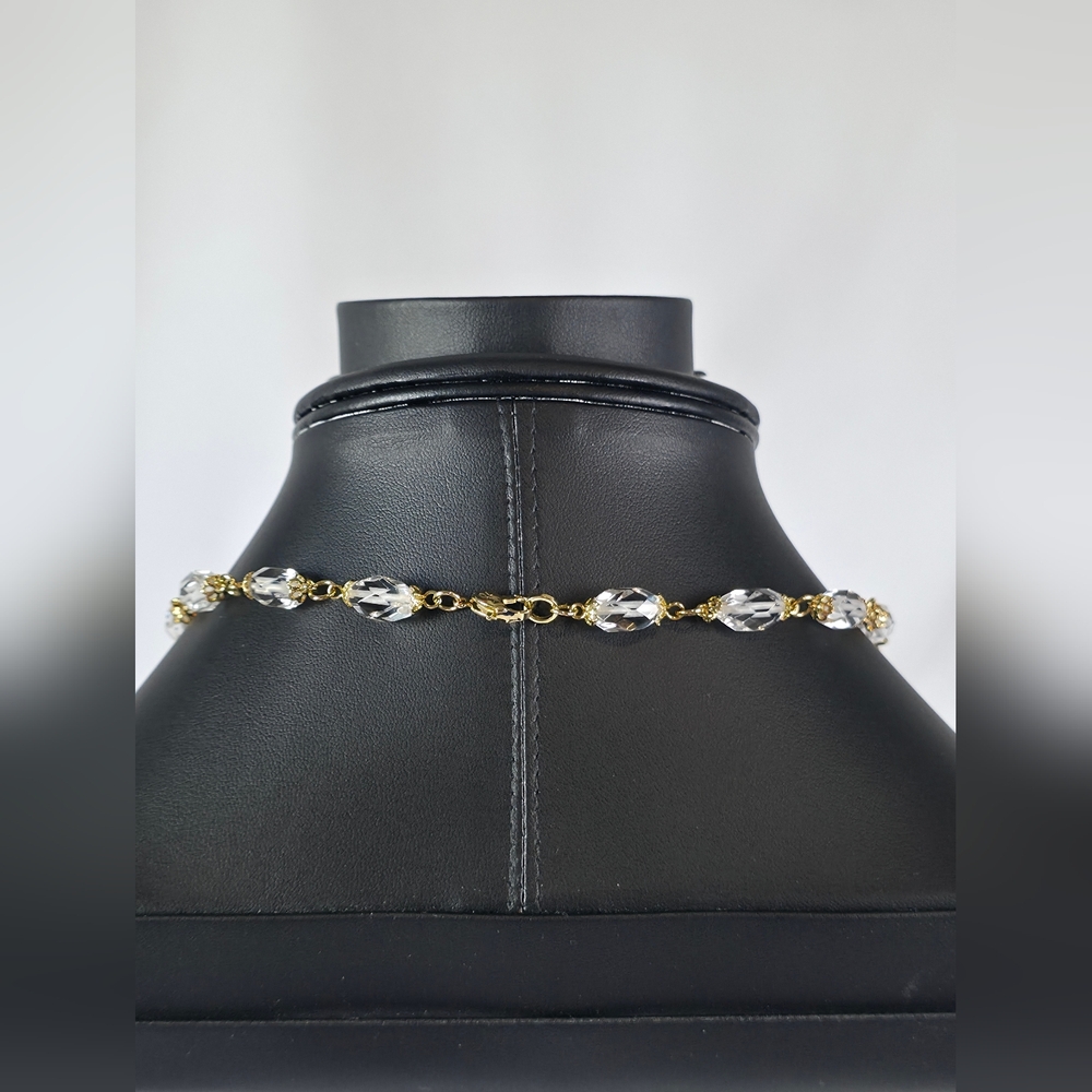 Vintage Farrah Crystal Necklace Signed Gold Plated Filigree Collar Statement - Picture 5 of 11